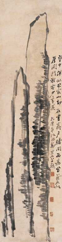 郑燮 1759年作 玲珑奇石 镜心